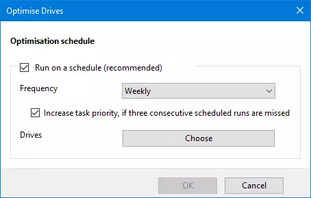 ‘Optimise Drives’ window in Windows 10