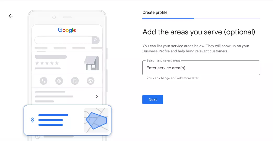 Register Google My Business: Add areas you serve