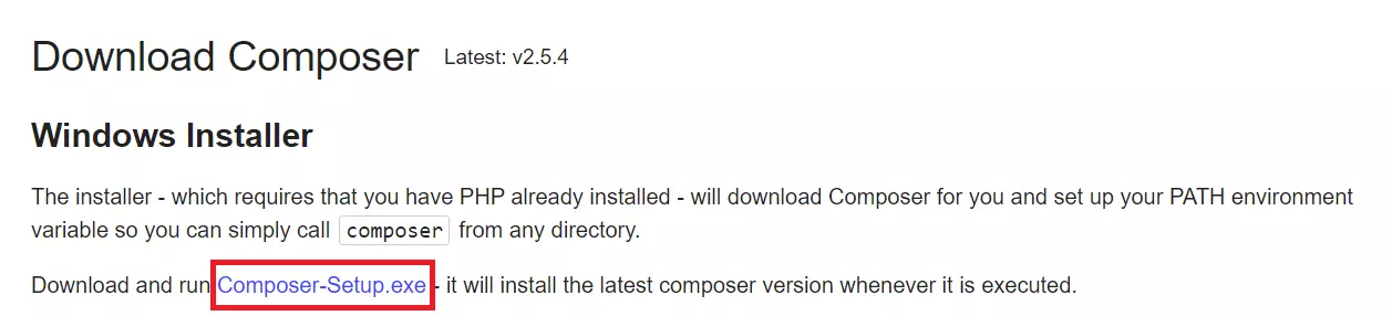 Clicking on ‘Composer-Setup.exe’ starts the download of the Windows installer