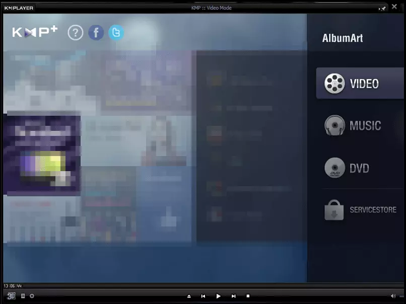 View of the KMPlayer menu