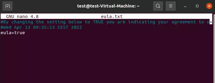 Minecraft server EULA: confirmation in Ubuntu terminal