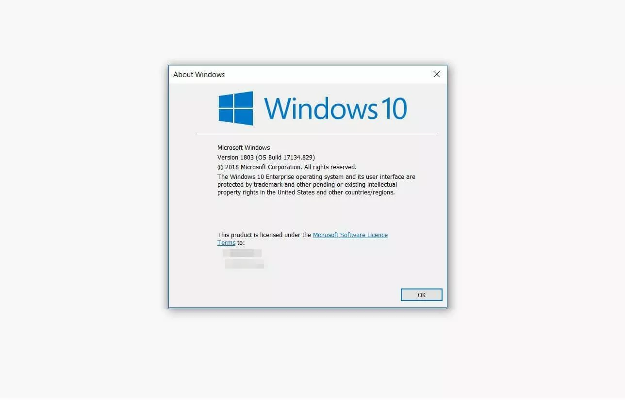 The “About Windows” box