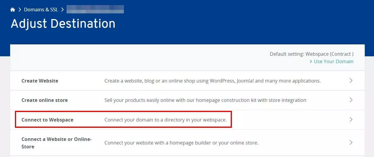 Connect the subdomain with online storage in the IONOS Cloud Panel