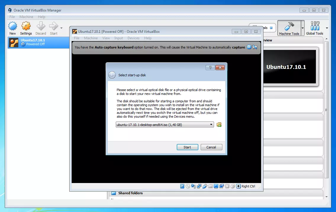 Oracle VM VirtualBox: choice of operating system image