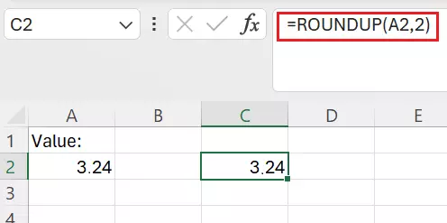 Excel: Round up to two decimal places