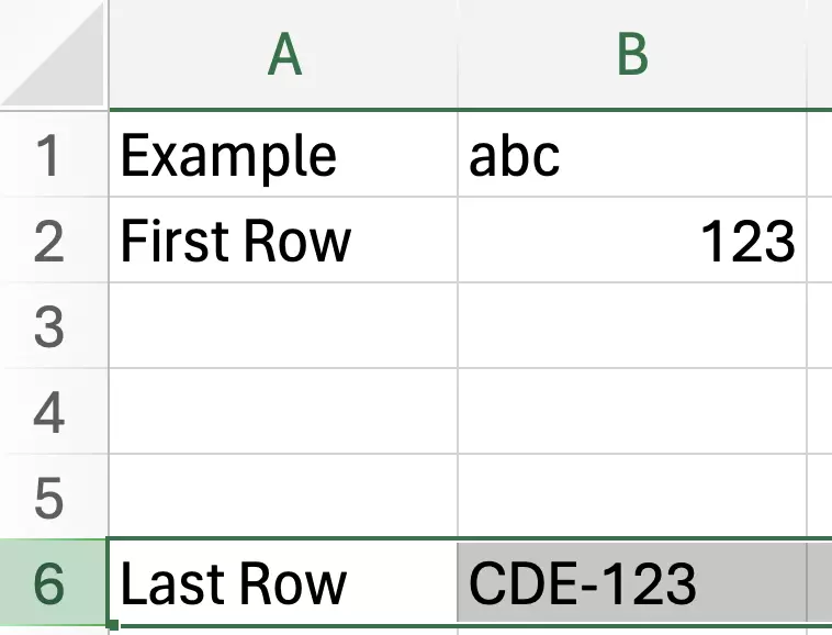 Excel: Select a row