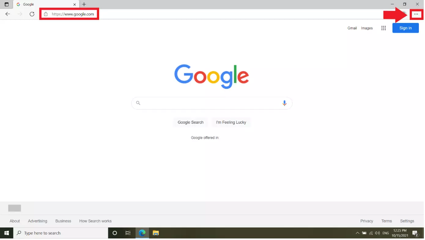 Edge browser: Top right three-dot icon