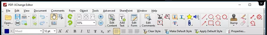 PDF-XChange Editor toolbar