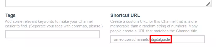 Vimeo channel: Shortcut URL