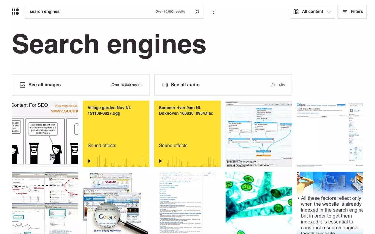 Openverse search results for the term ‘search engine’