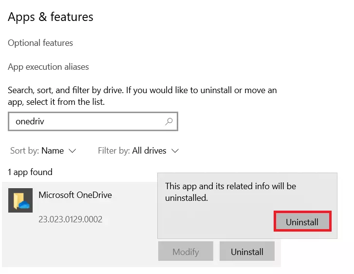 You can uninstall OneDrive in Windows Settings