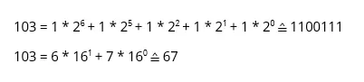 Binary and hexadecimal presentation of ‘g’