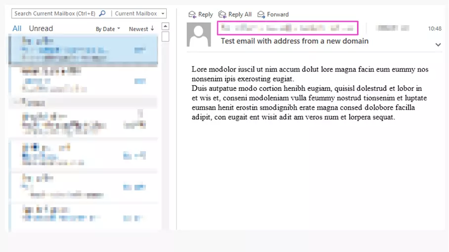 Screenshot of email in MS Outlook