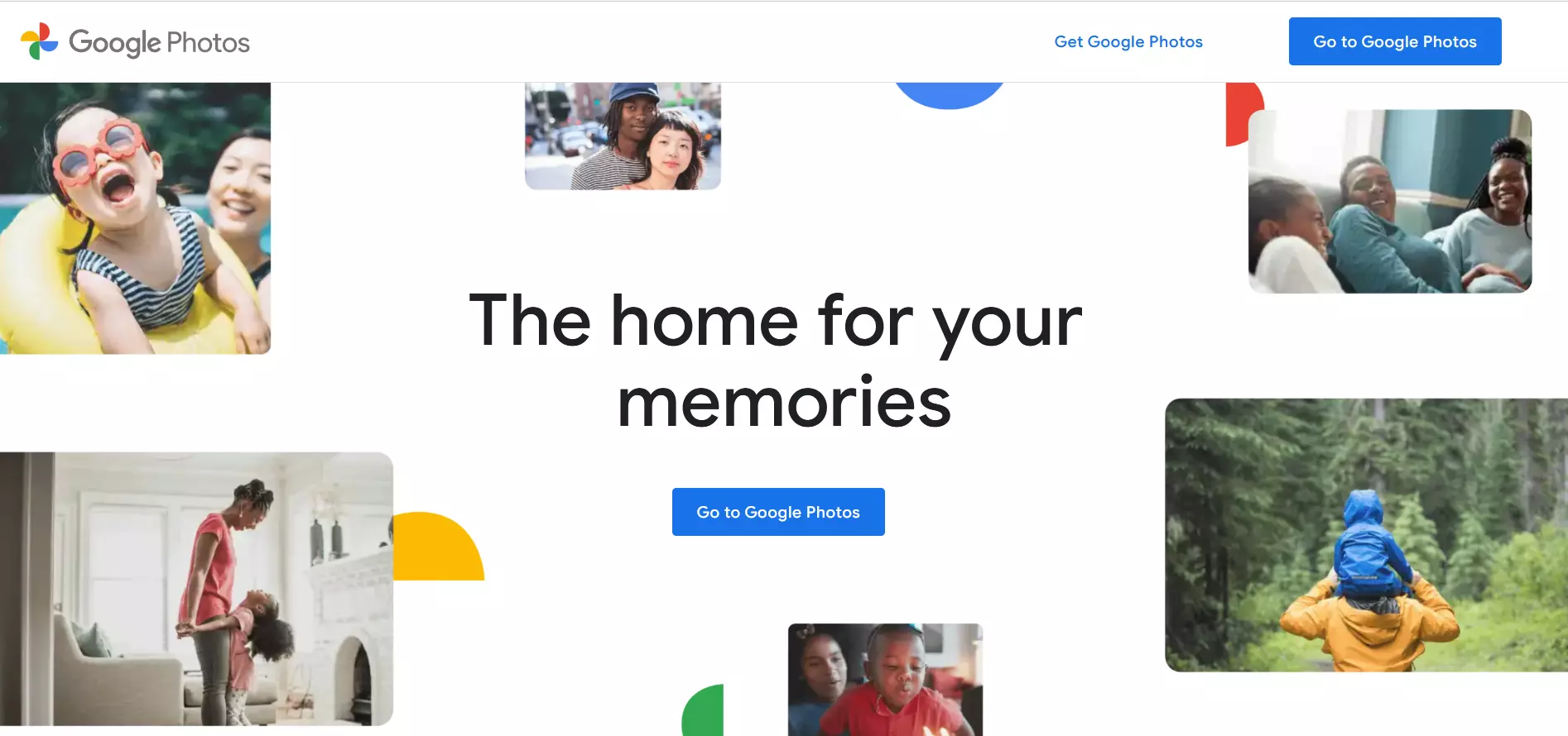 Screenshot of the web page that explains what Google Photos is