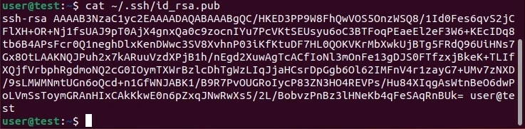 Generated public SSH key in Ubuntu terminal