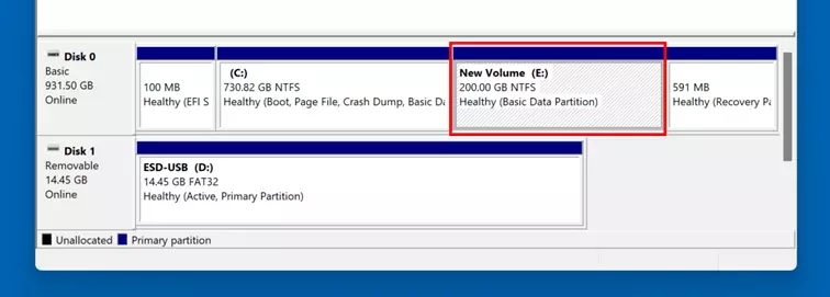 Windows 11 Disk Management: Newly Added Partition