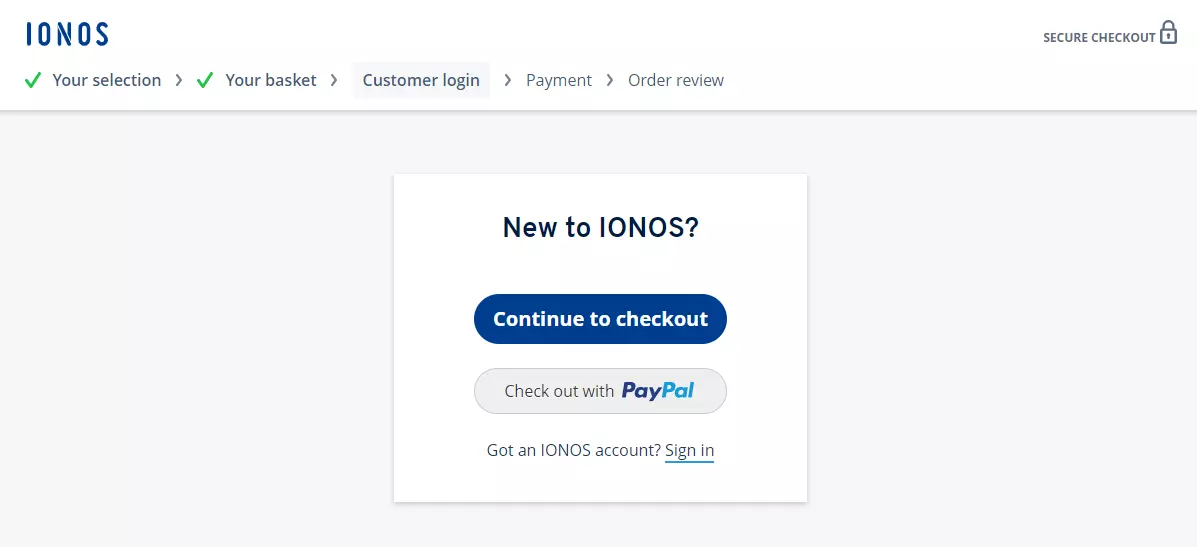 Domain registration with IONOS: customer login