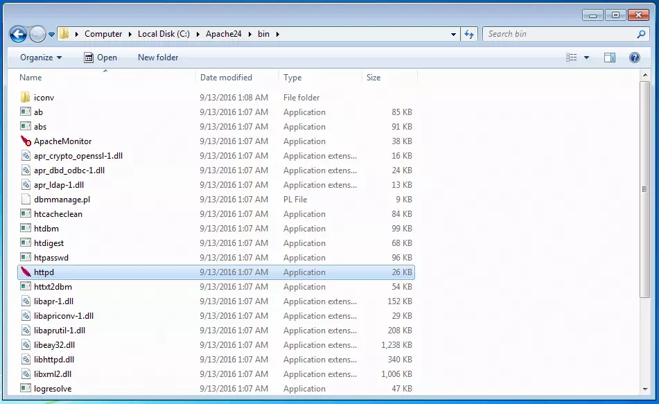 Bin file with the httpd application