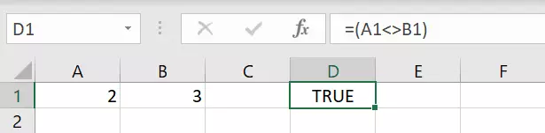 Example in Excel – ‘does not equal’ sign