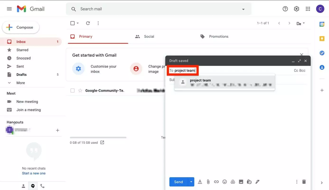 Gmail: send email to group list