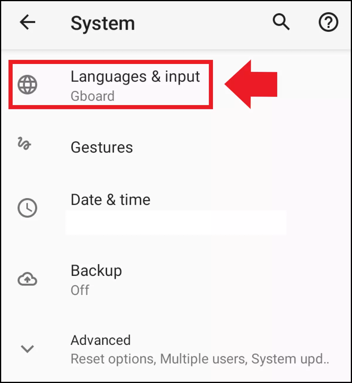 The ‘Languages & input’ item in Android system settings