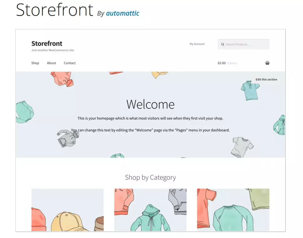 Preview of WordPress theme “Storefront” on WordPress.org