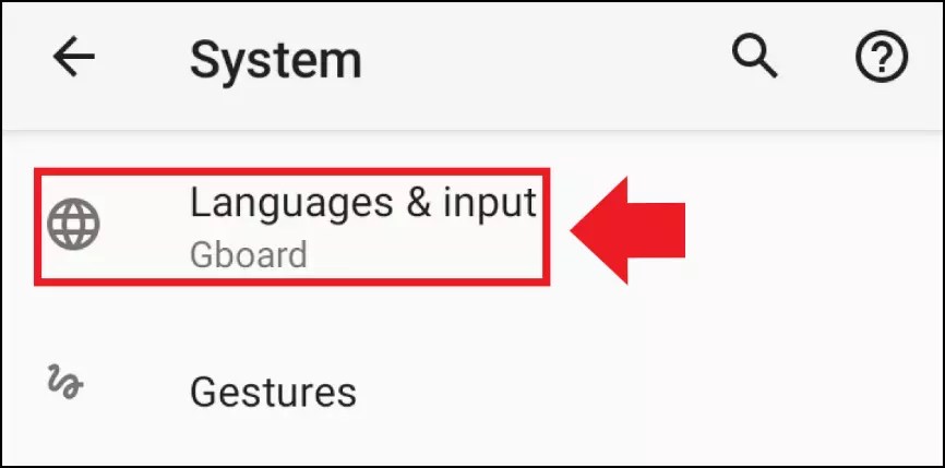 The ‘Languages & input’ menu item in Android settings