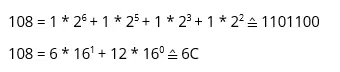 Binary and hexadecimal presentation of ‘l’