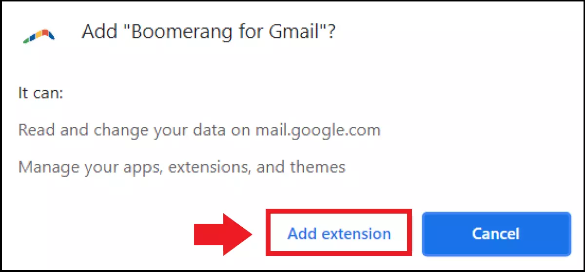 Confirm your selection by clicking on ‘Add extension’