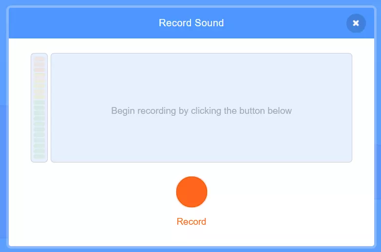 Menu for recording sounds with Scratch