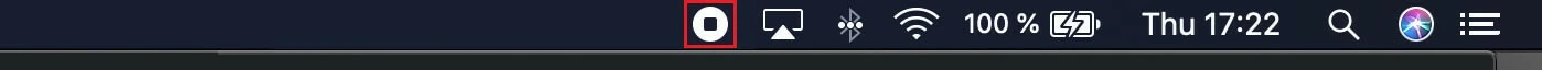 The ‘Stop recording’ icon can be found in the menu bar of your Mac