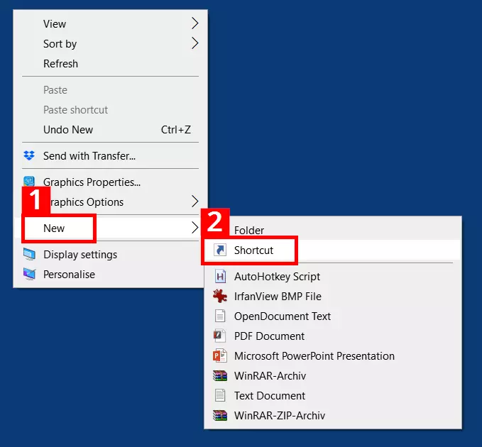 Creating a context menu shortcut