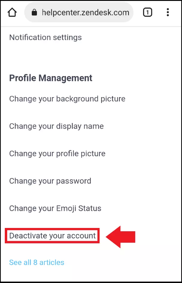 Open ‘Deactivate your account’ for the deactivation options