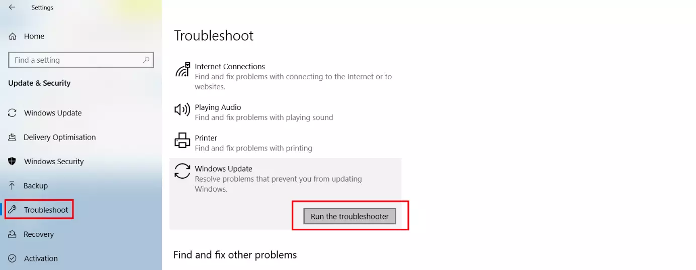 Windows Update troubleshooter