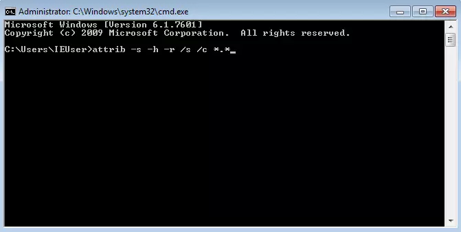 Windows: Showing hidden files using Command Prompt 