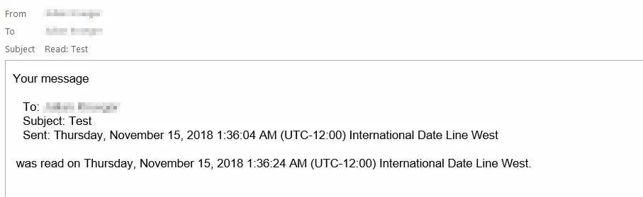 Outlook: Example of a read receipt