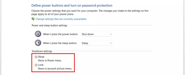 Shutdown settings without ‘Hibernate’ option