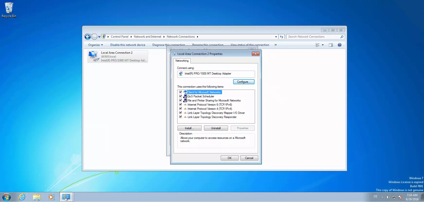 Network card configuration