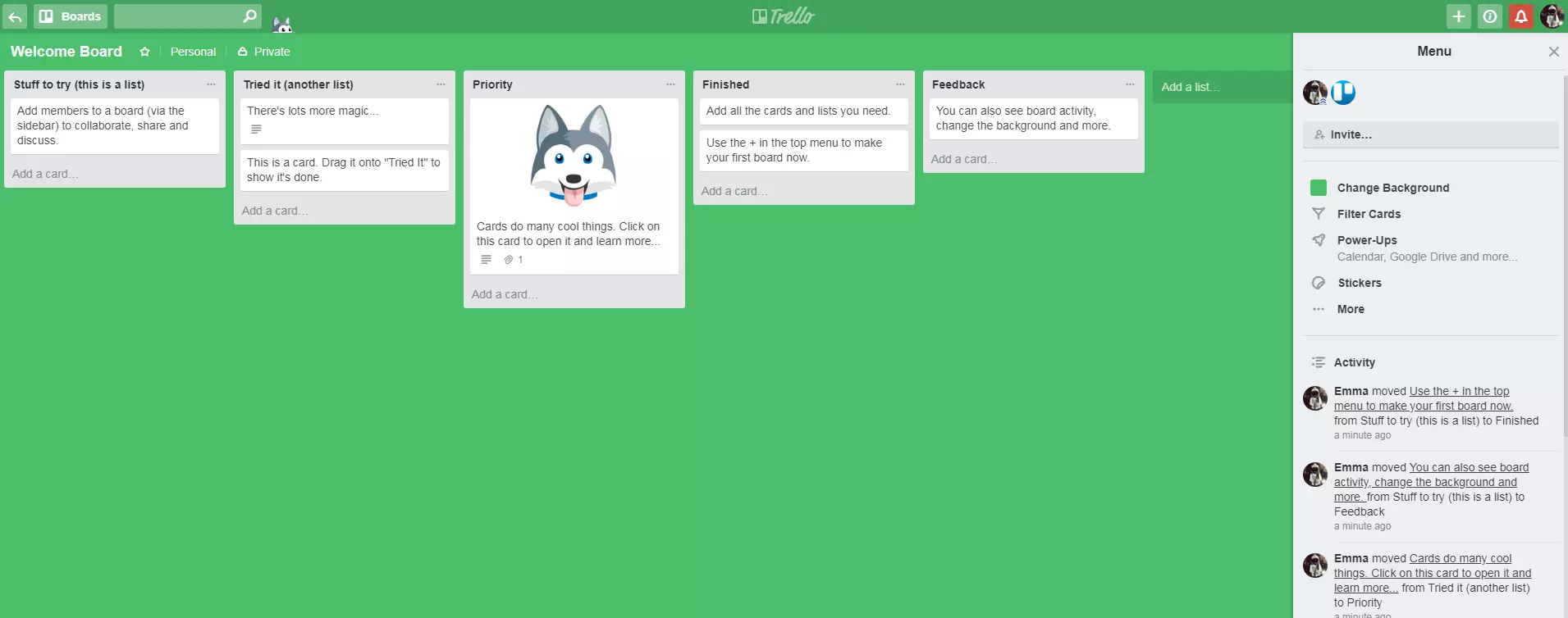 Trello interface