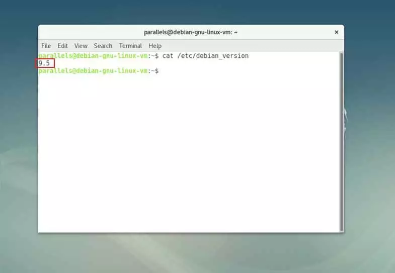 The cat command shows your Debian version in Terminal