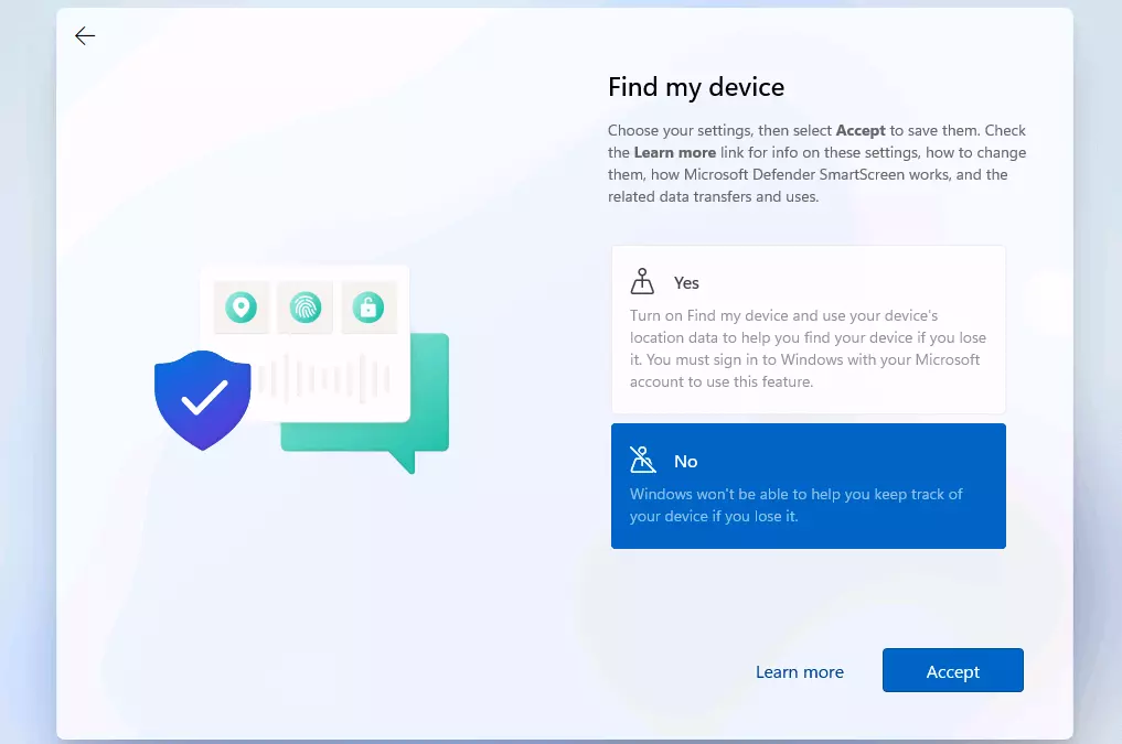 Install Windows 11: option ‘Find my device’