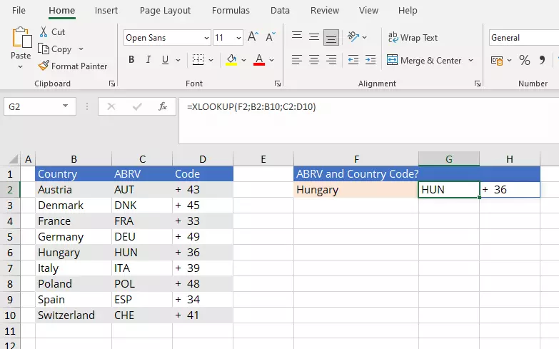 Excel: XLOOKUP sample for rendering two values in a single search