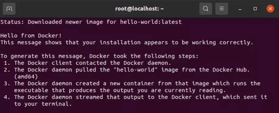 Complete ‘Hello World’ container in the Ubuntu terminal