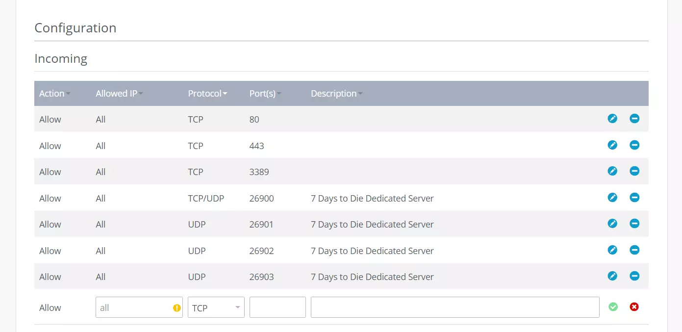 ‘7 Days to Die’ server: Port sharing in the IONOS Cloud Panel