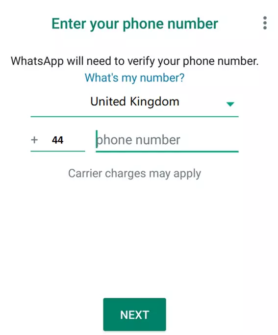 Enter the phone number to verify WhatsApp