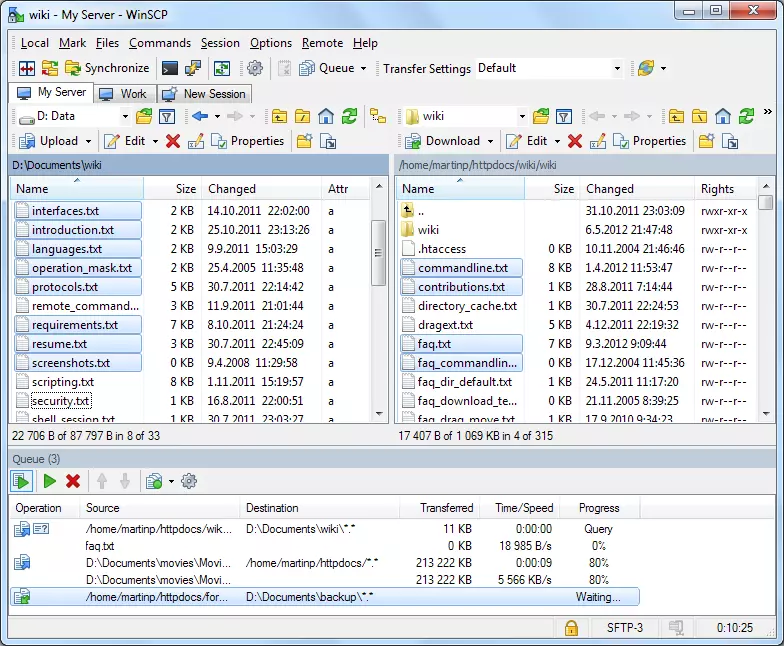 Data exchange with WinSCP