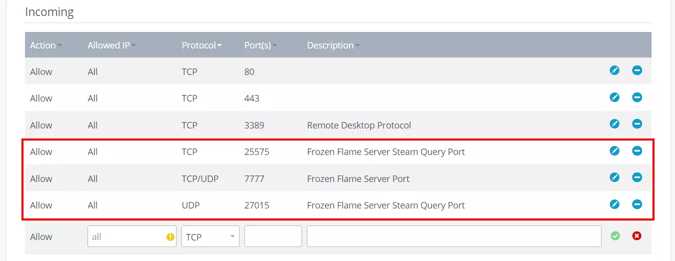 Frozen Flame: Port release in IONOS Cloud Panel