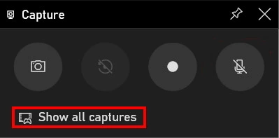 Screen recording on Windows 10: ‘Show all captures’ button