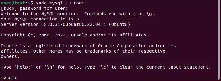 MySQL login in Ubuntu terminal