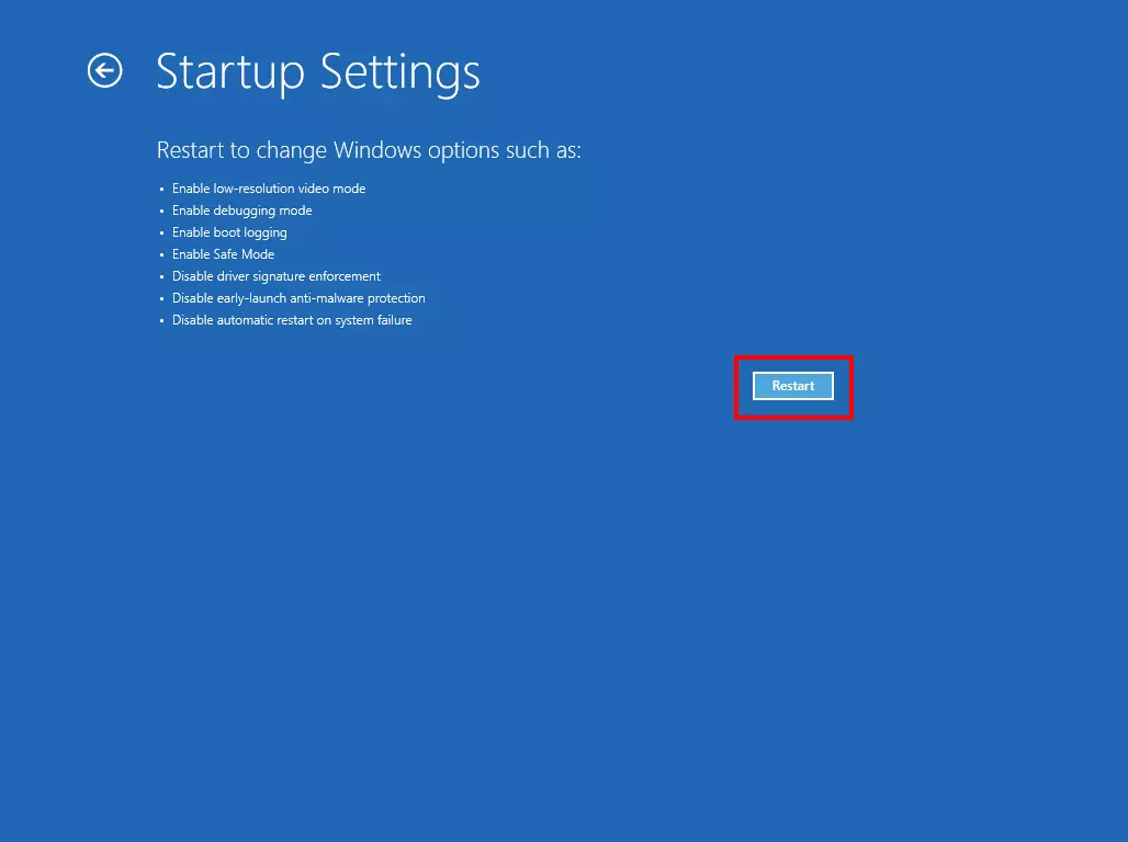 Windows 8 system recovery: advanced restart